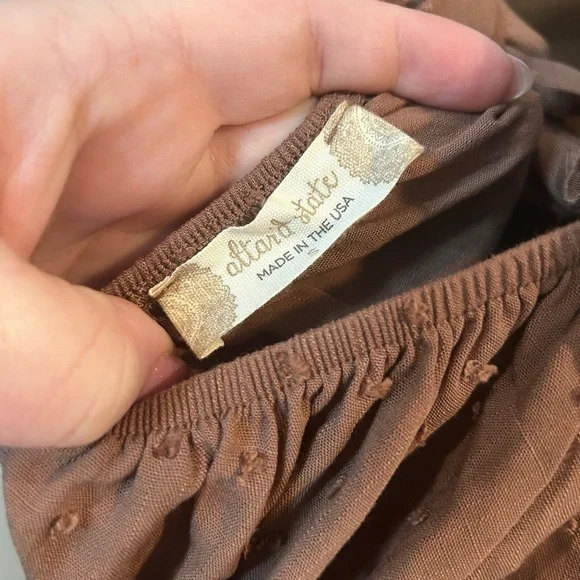 Altar'd State Brown Peplum Puff Sleeve Top - Picture 5 of 5